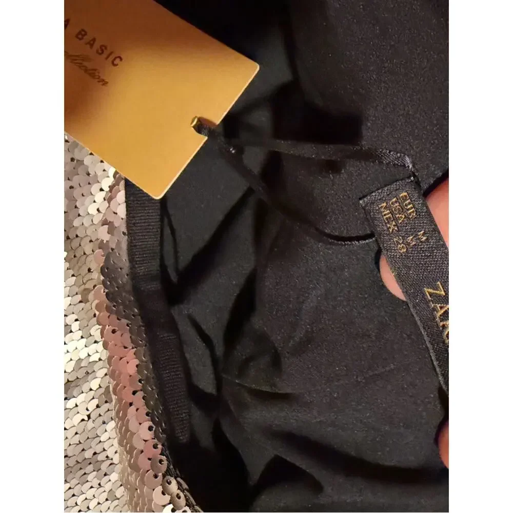 NEW Zara Sequin Mini Skirt Size Medium - Picture 6 of 8
